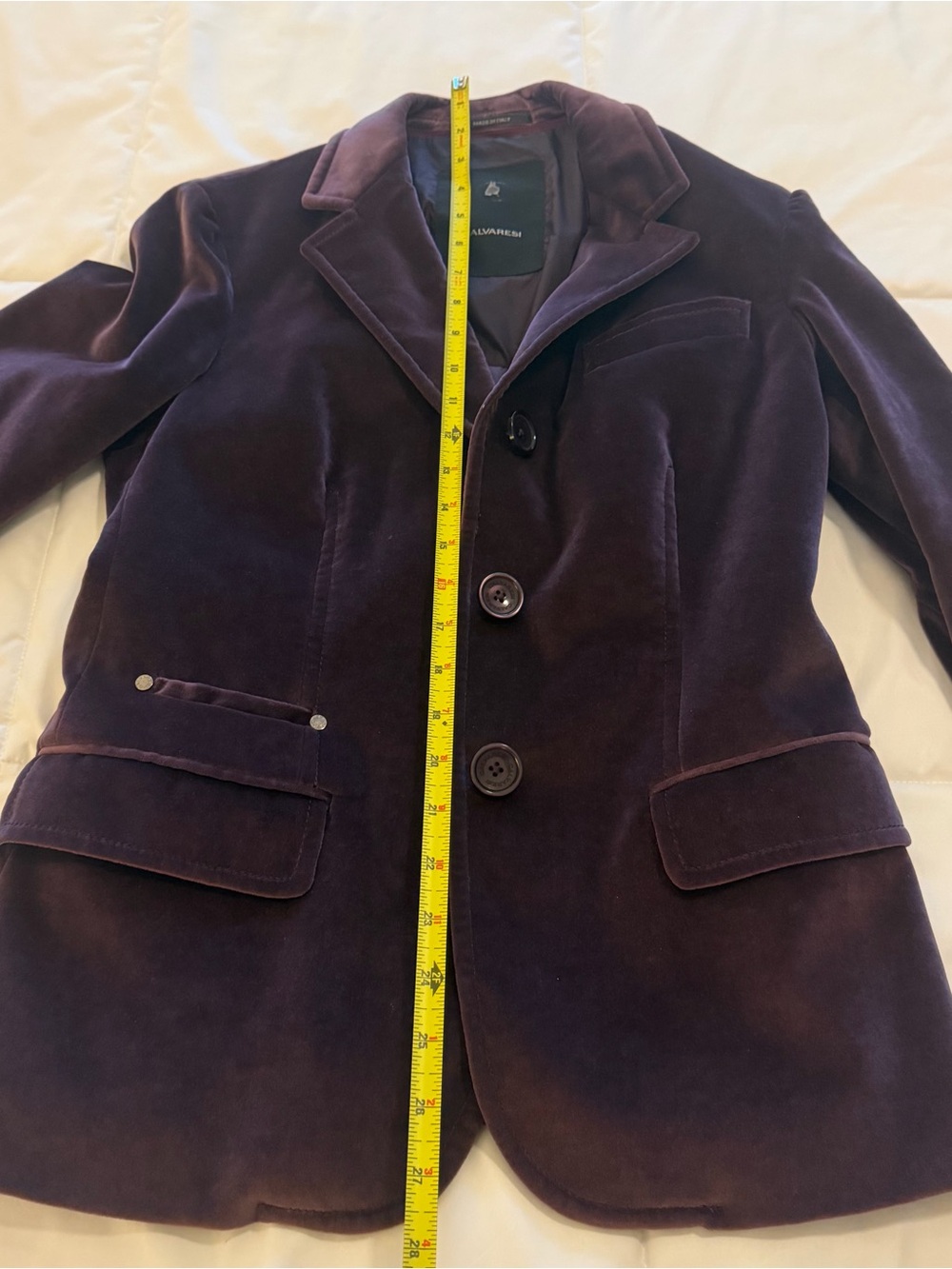 Calvaresi Women's Velvet Blazer Jacket in Plum - Picture 5 of 13